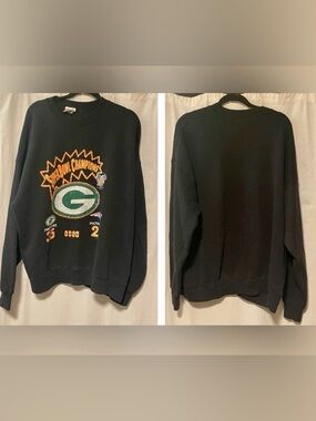 1997 Men’s XXL Vintage Black Green Bay Packers Super Bowl Sweater